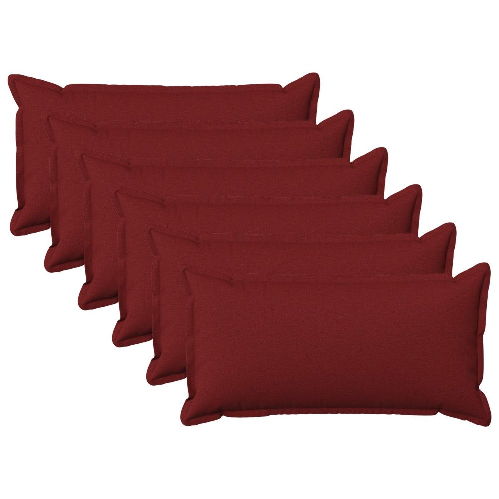 vidaXL Kudde med kudde HOUTEN 6 st Vinröd Faux Linne