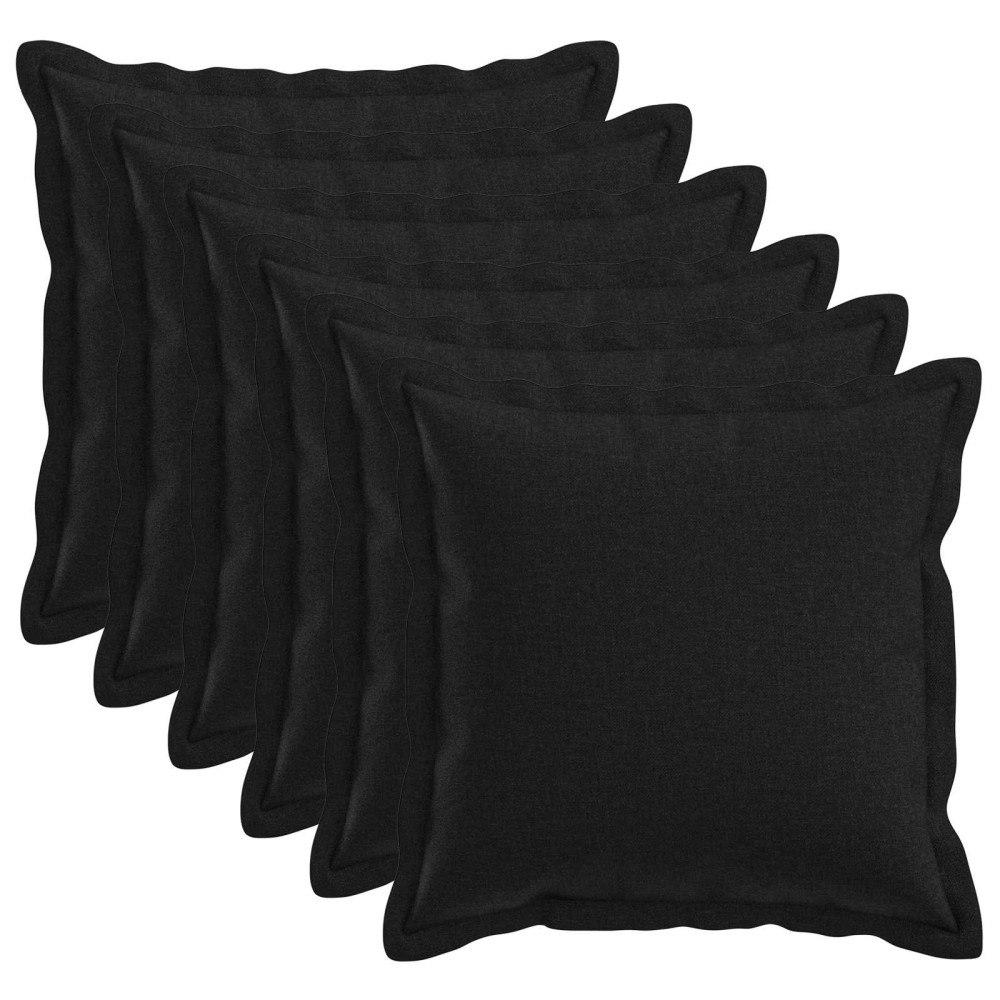 vidaXL Kudde med kudde HOUTEN 6 st Svart Faux Linne