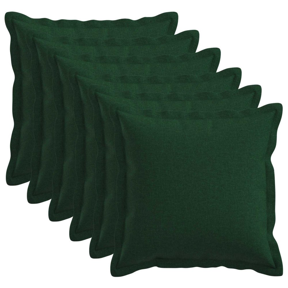 vidaXL Kudde med kudde HOUTEN 6 st Mörkgrön Faux Linne
