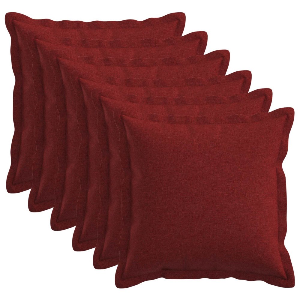 vidaXL Kudde med kudde HOUTEN 6 st Vinröd Faux Linne
