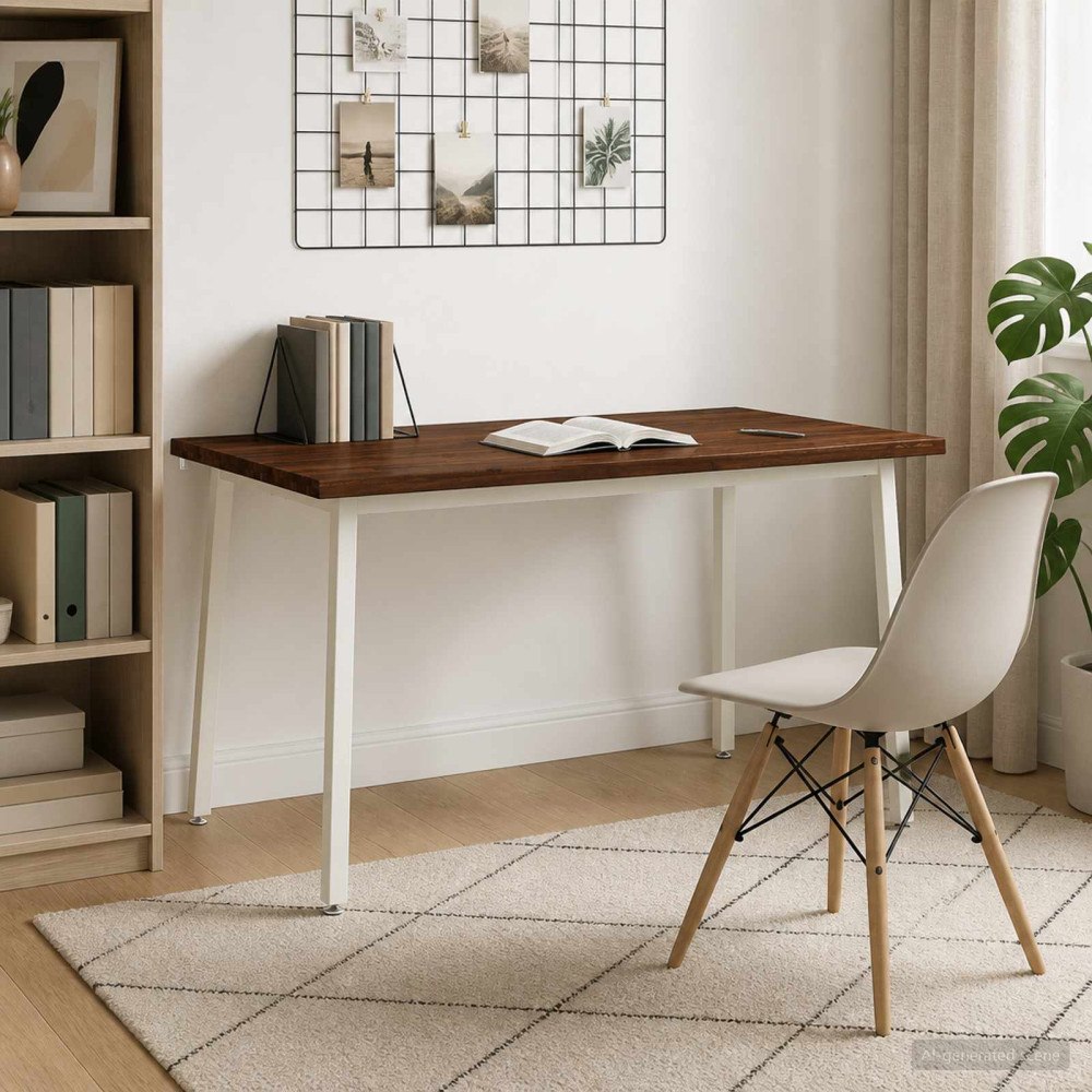 vidaXL 140 x 80 x 75 cm Massivt Akaciaträ Mörkbrun och Vit Rektangulär