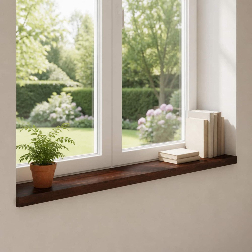 vidaXL Fönsterbrädor 2 st Mörkbrun 110 x 20 x 2 cm Massivt bokträ