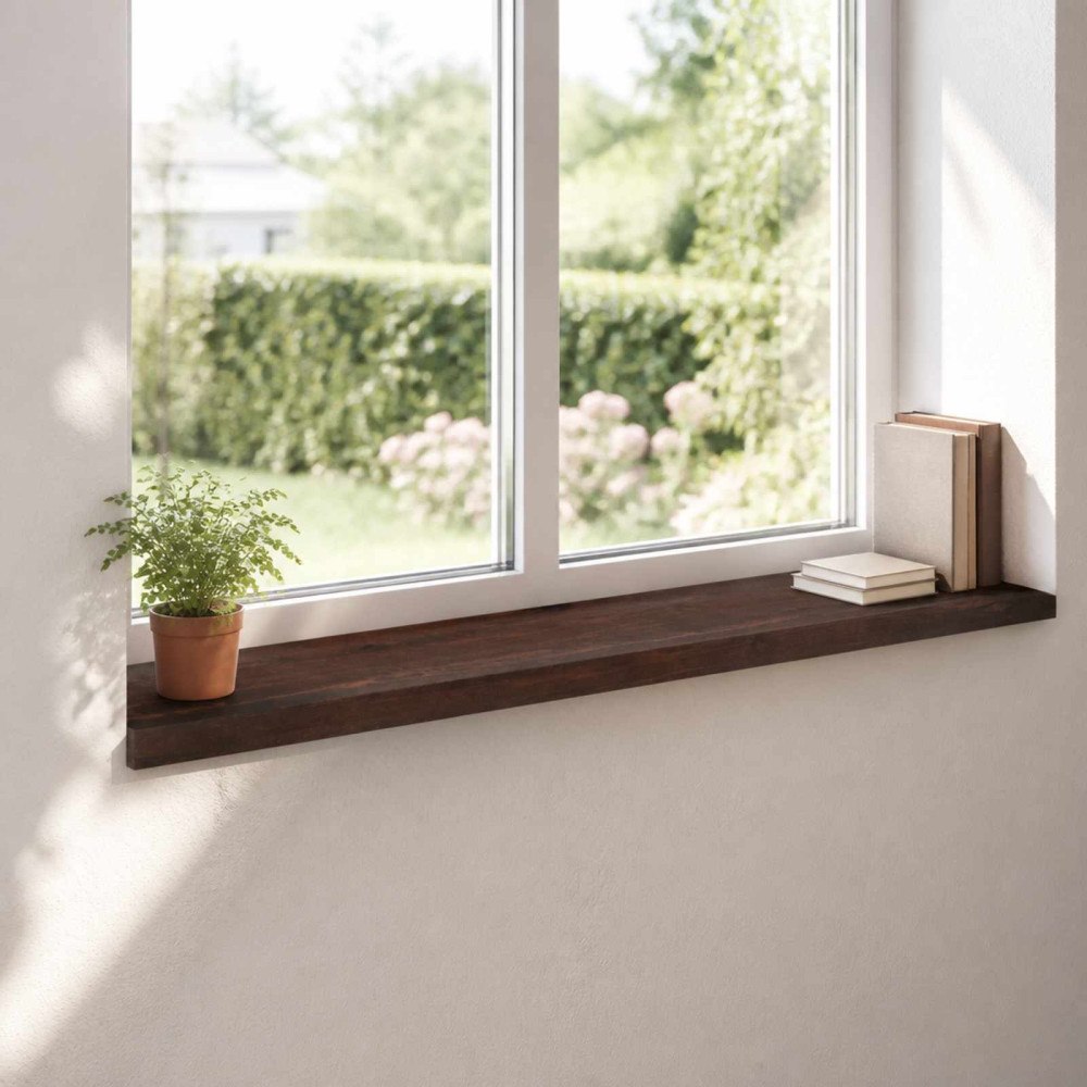 vidaXL Fönsterbrädor 2 st Mörkbrun 110 x 25 x 2 cm Massivt bokträ
