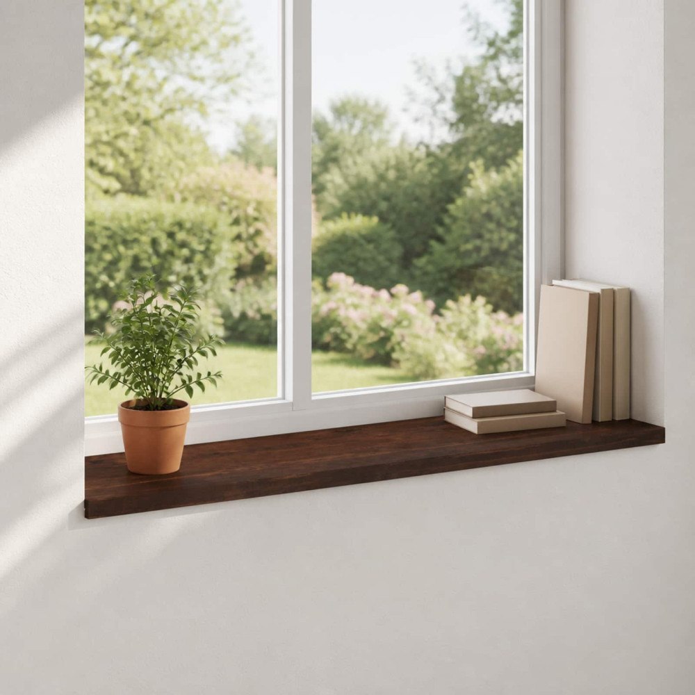 vidaXL Fönsterbrädor 2 st Mörkbrun 120 x 40 x 2 cm Massivt bokträ