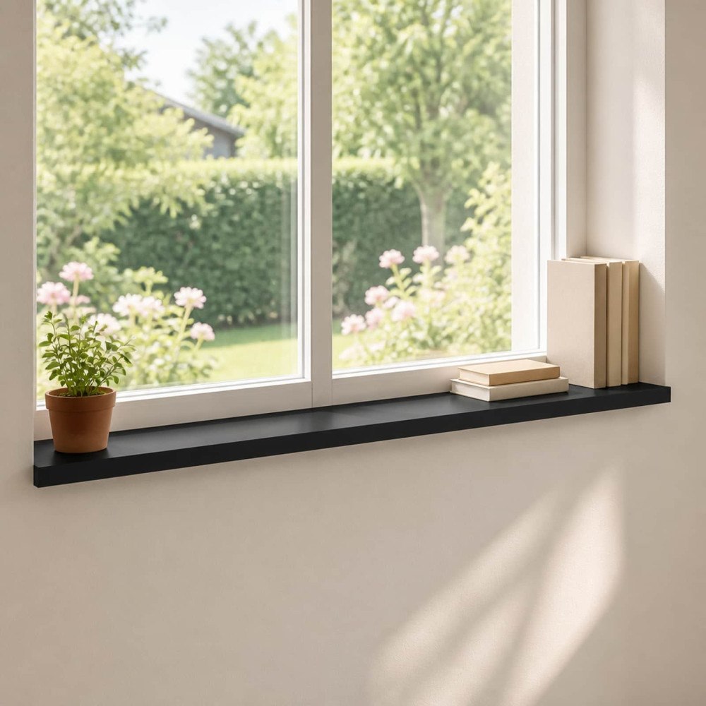 vidaXL Fönsterbrädor 2 st Svart 120 x 15 x 2 cm Massivt bokträ