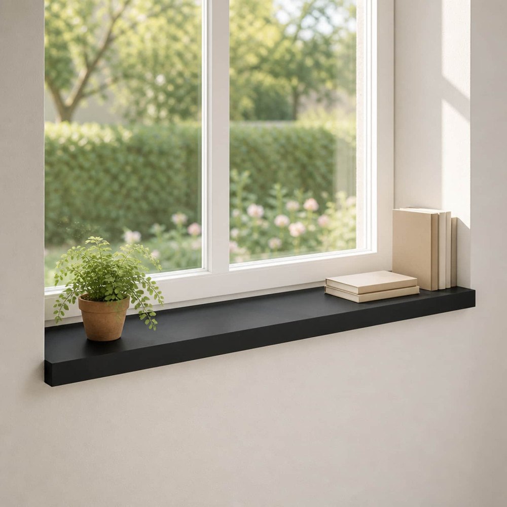 vidaXL Fönsterbrädor 2 st Svart 80x 30 x 2 cm Massivt bokträ