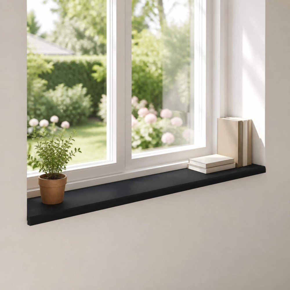 vidaXL Fönsterbrädor 2 st Svart 110 x 30 x 2 cm Massivt bokträ