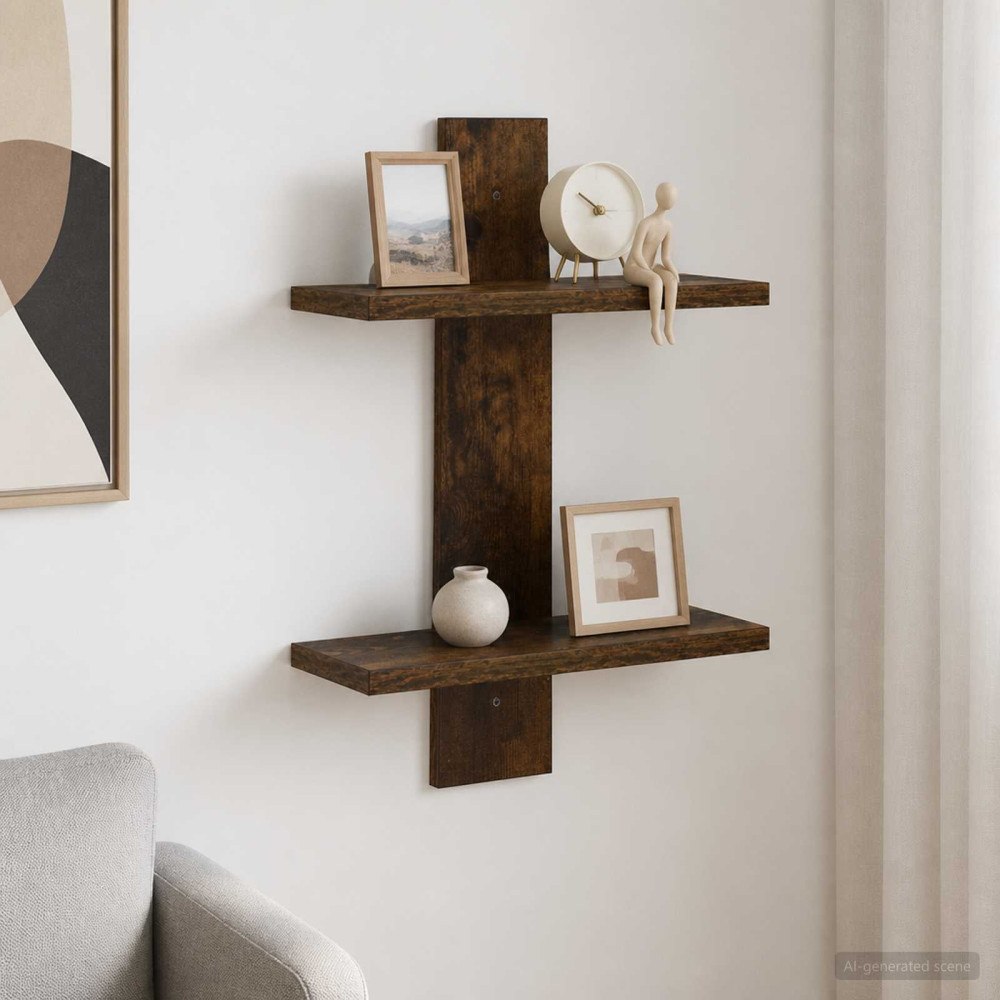 vidaXL Vägghylla Rökt ek 30 x 13.5 x 43 cm Konstruerat trä