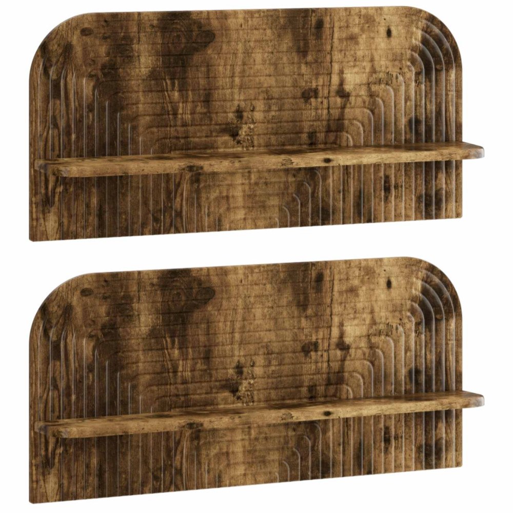 vidaXL Vägg hylla 2 st Rökt ek 80.5 x 13.5 x 37.5 cm Konstruerat trä