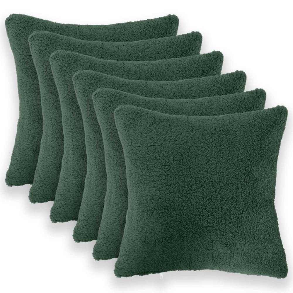 vidaXL Kuddöverdrag 6 st HEERLEN Mörkgrön 30 x 30 cm Bouclé