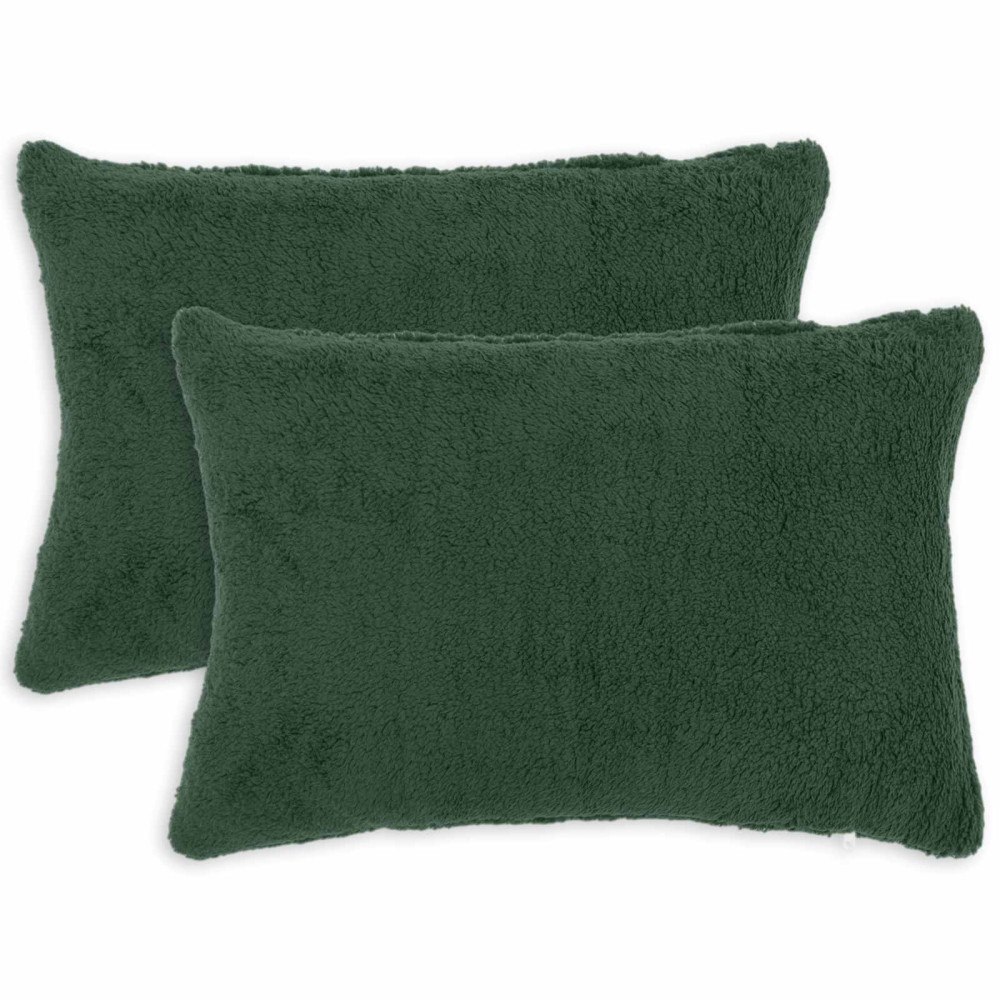 vidaXL Kuddöverdrag 2 st HEERLEN Mörkgrön 30 x 50 cm Bouclé