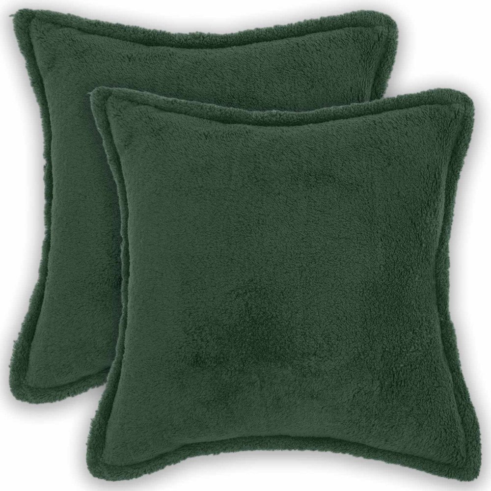 vidaXL Kuddöverdrag 2 st HOUTEN Mörkgrön 35 x 35 cm Bouclé