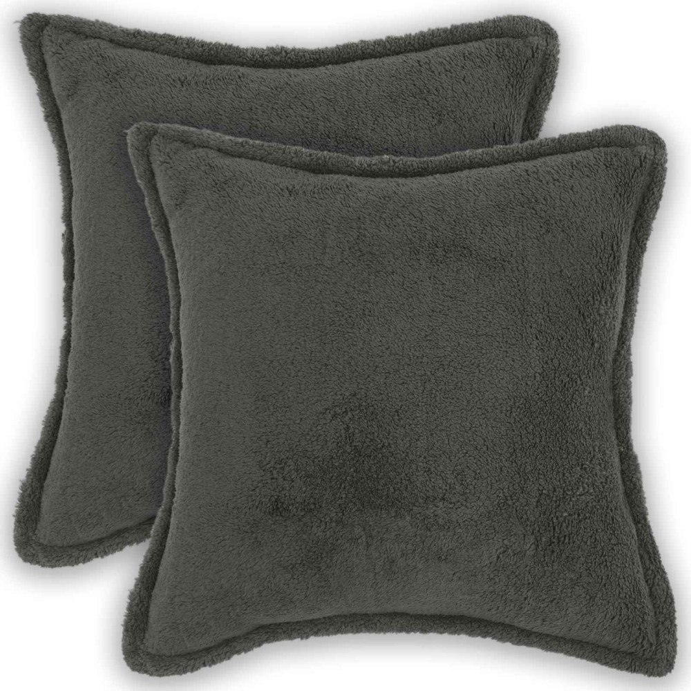 vidaXL Kuddöverdrag 2 st HOUTEN Mörkgrå 40 x 40 cm Bouclé