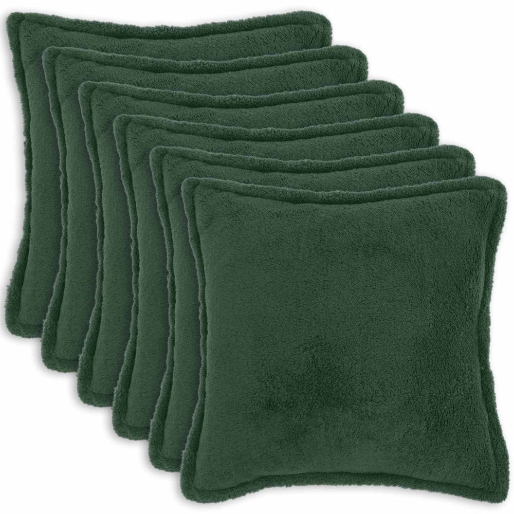 vidaXL Kuddöverdrag 6 st HOUTEN Mörkgrön 65 x 65 cm Bouclé