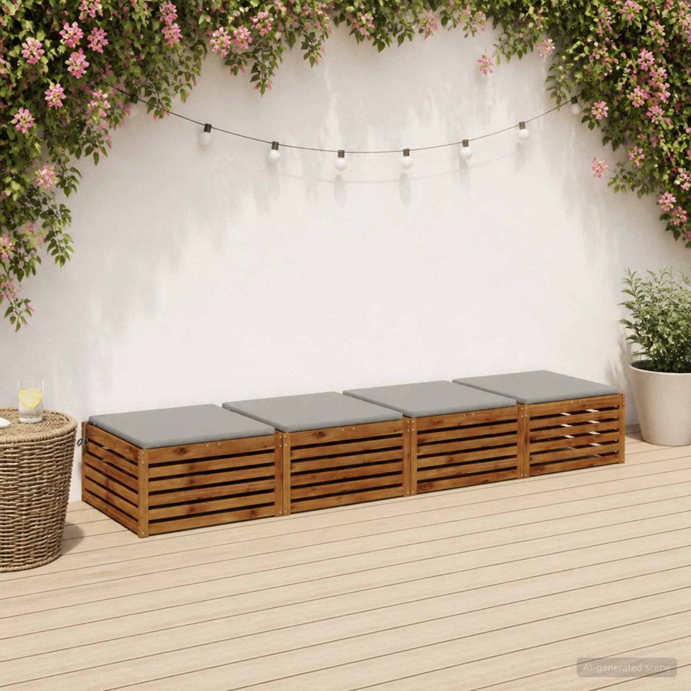 vidaXL 4-delade Sittdynor SOEST 4 st 100% Polyester Grå 80 x 80 x 3 cm