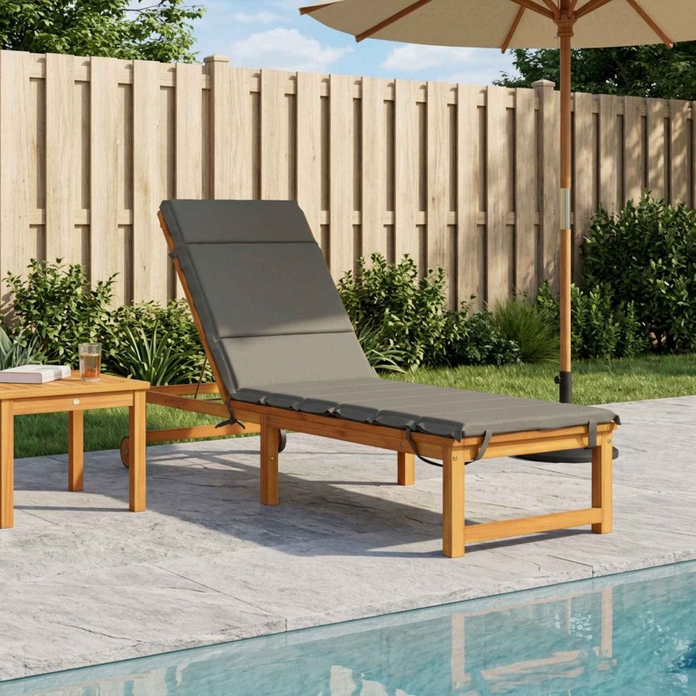 vidaXL Solstol Kudde GEMERT 100% Polyester Grå 200 x 50 x 3 cm