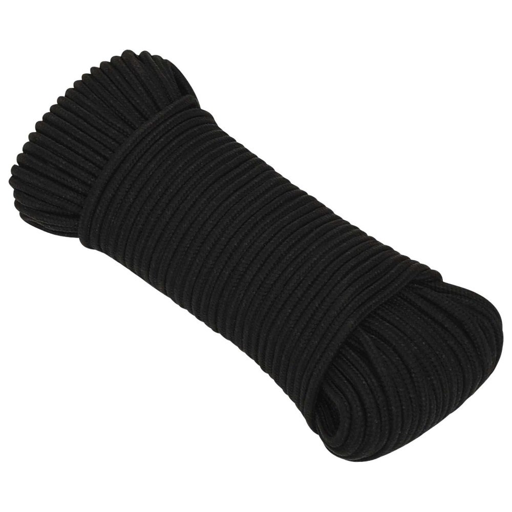 vidaXL Mångsidigt bruksrep 5 mm 50 m Svart Polyester
