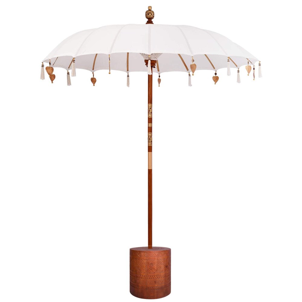 vidaXL Balinesiskt parasoll med fot Rund 190 x 190 x 295 cm