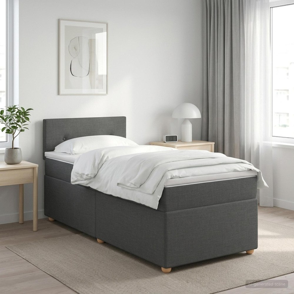 vidaXL Kontinentalsäng med madrass Mörkgrå 90 x 200 cm Tyg