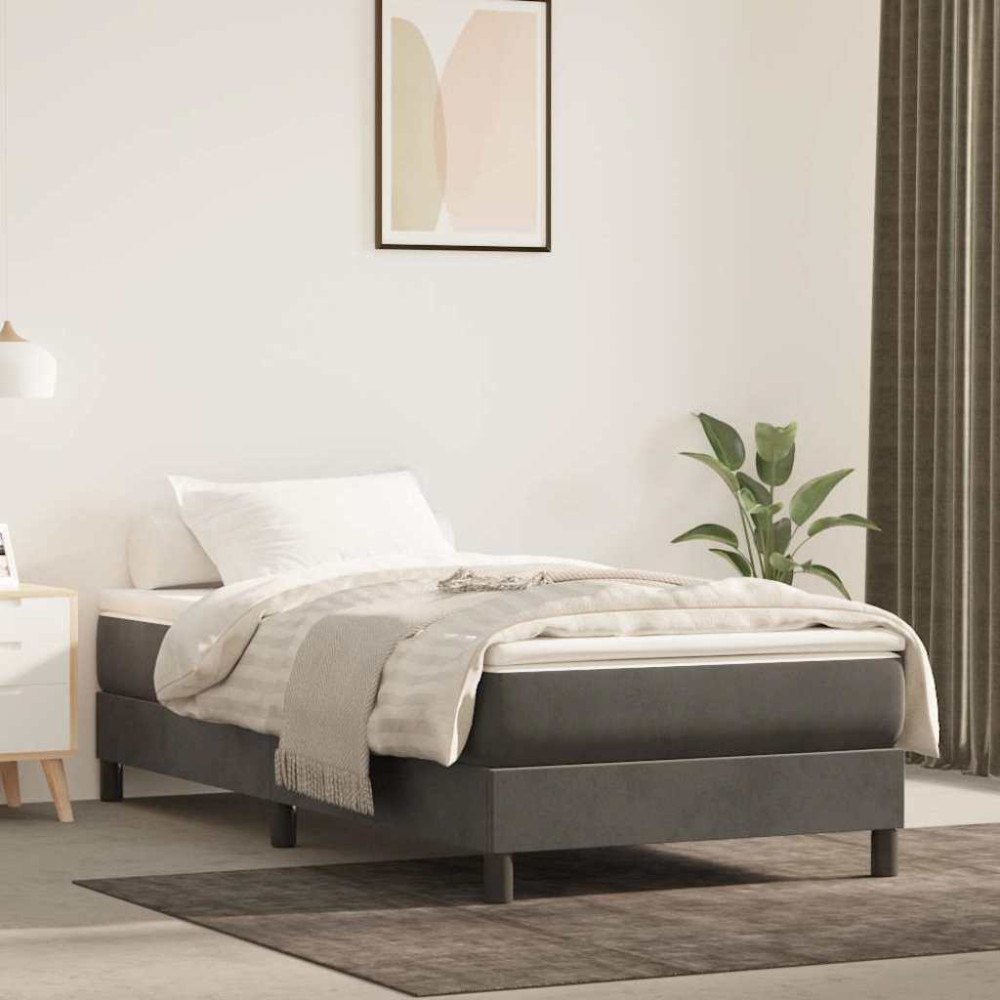 vidaXL Pocketresårmadrass medium mörkgrå 100x190x20 cm sammet