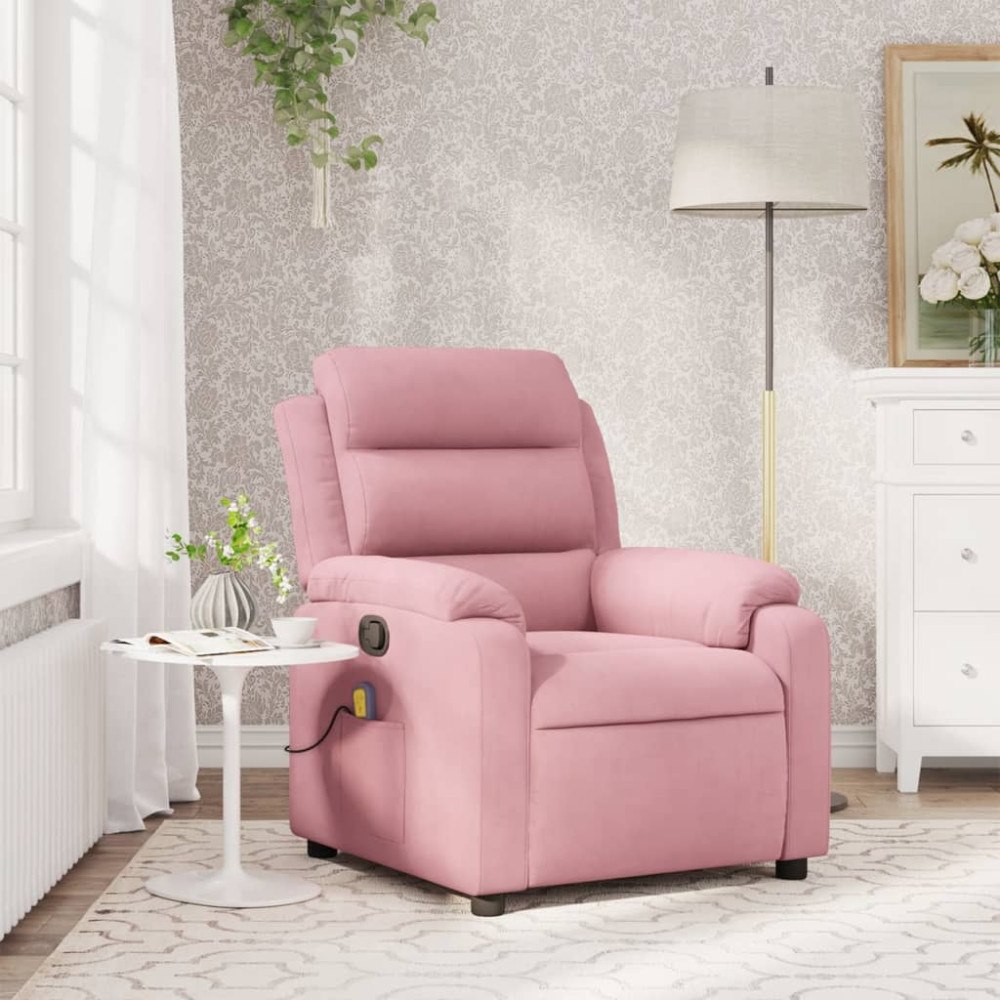 vidaXL Massagefåtölj rosa sammet