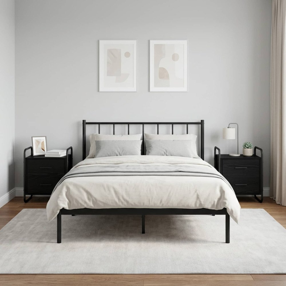 vidaXL Hängande Sängbord 2 st Svart ek 40 x 30 x 50 cm Konstruerat trä