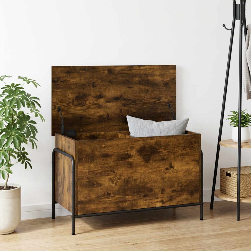 vidaXL Förvaringslåda Rökt ek 80 x 40 x 49,5 cm Konstruerat trä