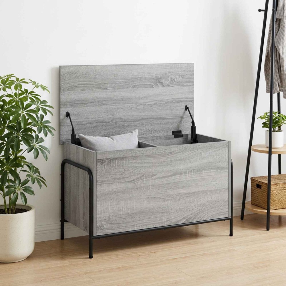 vidaXL Förvaringslåda Grå Sonoma 80 x 40 x 49,5 cm Konstruerat trä