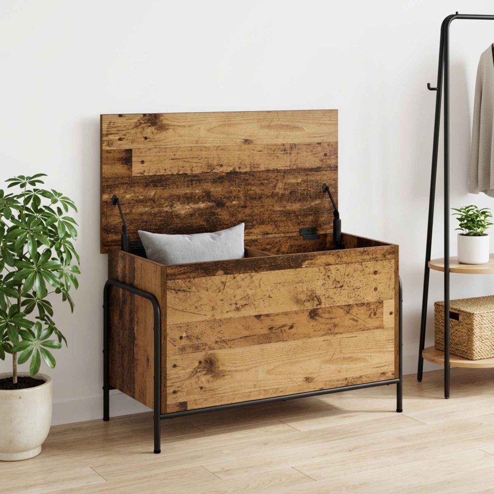 vidaXL Förvaringslåda Gammalt trä 80 x 40 x 49,5 cm Konstruerat trä