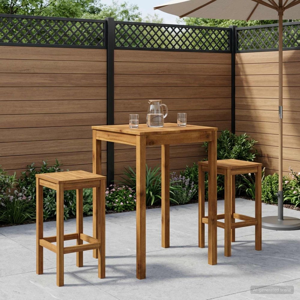 vidaXL Trädgård Bar Bord Naturlig 70 x 68,5 x 105 cm Massivt Akaciaträ