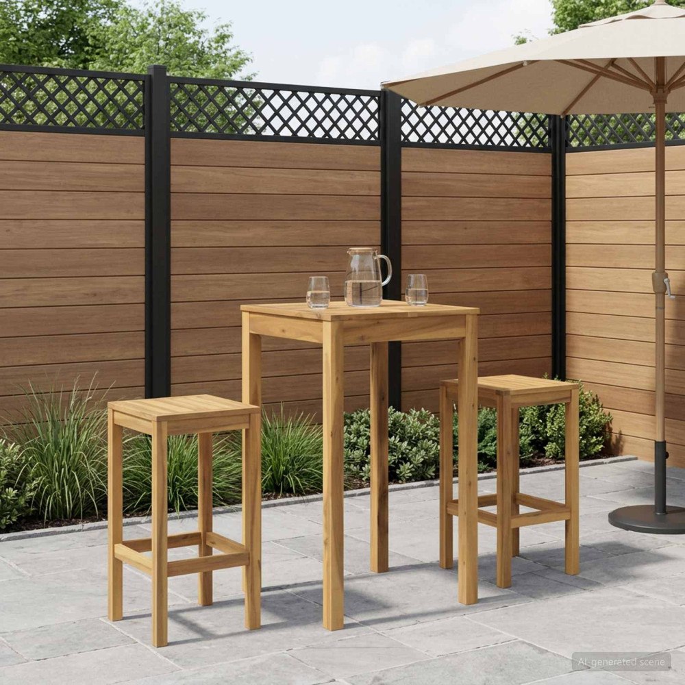 vidaXL Trädgård Bar Bord Vit 60 x 60,5 x 105 cm Massivt Akaciaträ