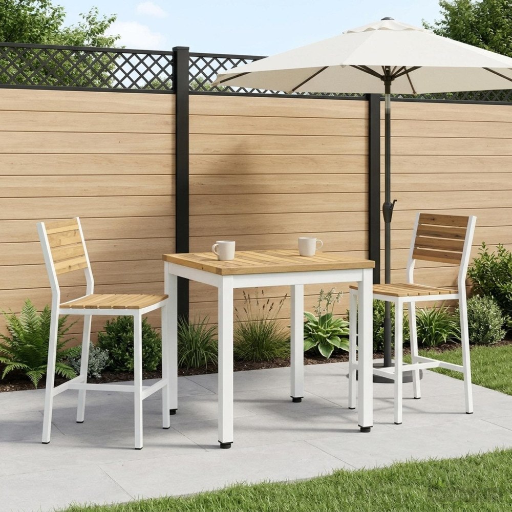 vidaXL Kaffeebord Vit 50 x 48,5 x 36 cm Massivt Akaciaträ