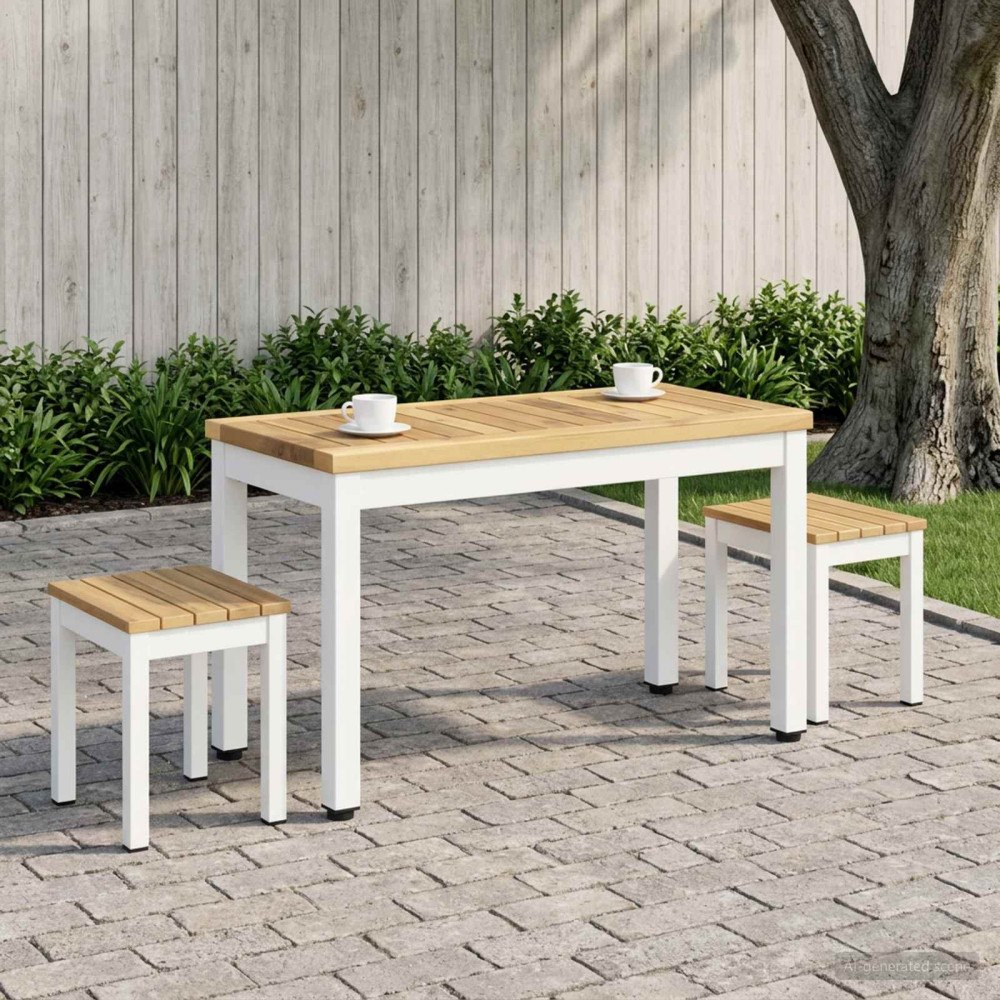 vidaXL Kaffeebord Vit 60,5 x 30 x 36 cm Massivt Akaciaträ
