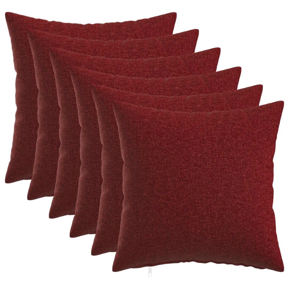vidaXL Kuddöverdrag 6 st HEERLEN Vinröd 30 x 30 cm Tyg