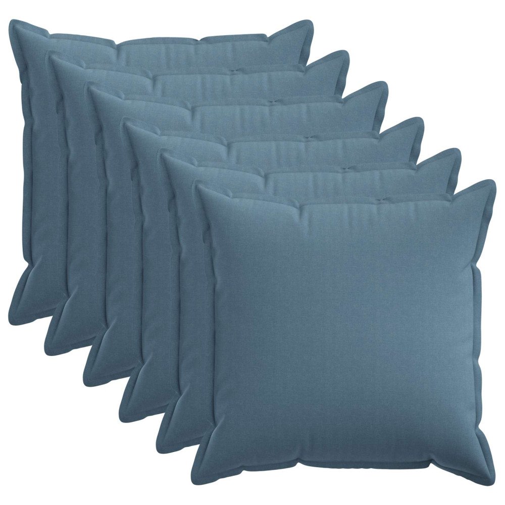 vidaXL Kuddöverdrag 6 st HOUTEN Jeansblå 55 x 55 cm Faux Linne