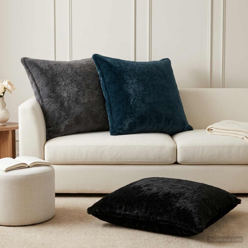 vidaXL Kuddöverdrag 2 st HOUTEN Mörkgrå 65 x 65 cm Faux Kaninpäls