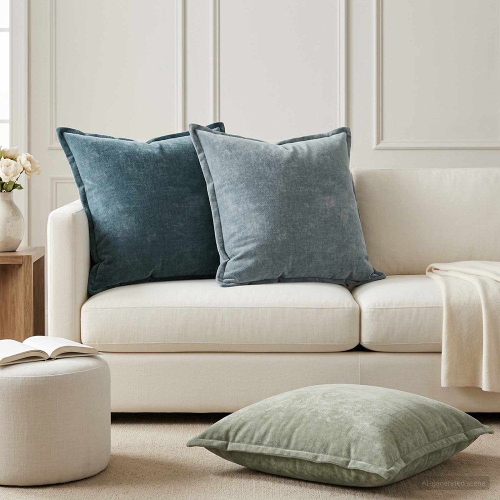 vidaXL Kuddöverdrag 2 st HOUTEN Blå 70 x 70 cm Chenilletyg