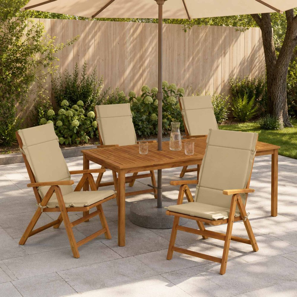 vidaXL 4-delade Höga Ryggstolsdynor GEMERT 4 st 100% Polyester Beige