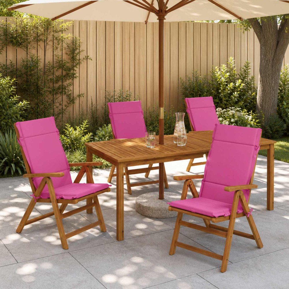 vidaXL 4-delade Höga Ryggstolsdynor GEMERT 4 st 100% Polyester Rosa