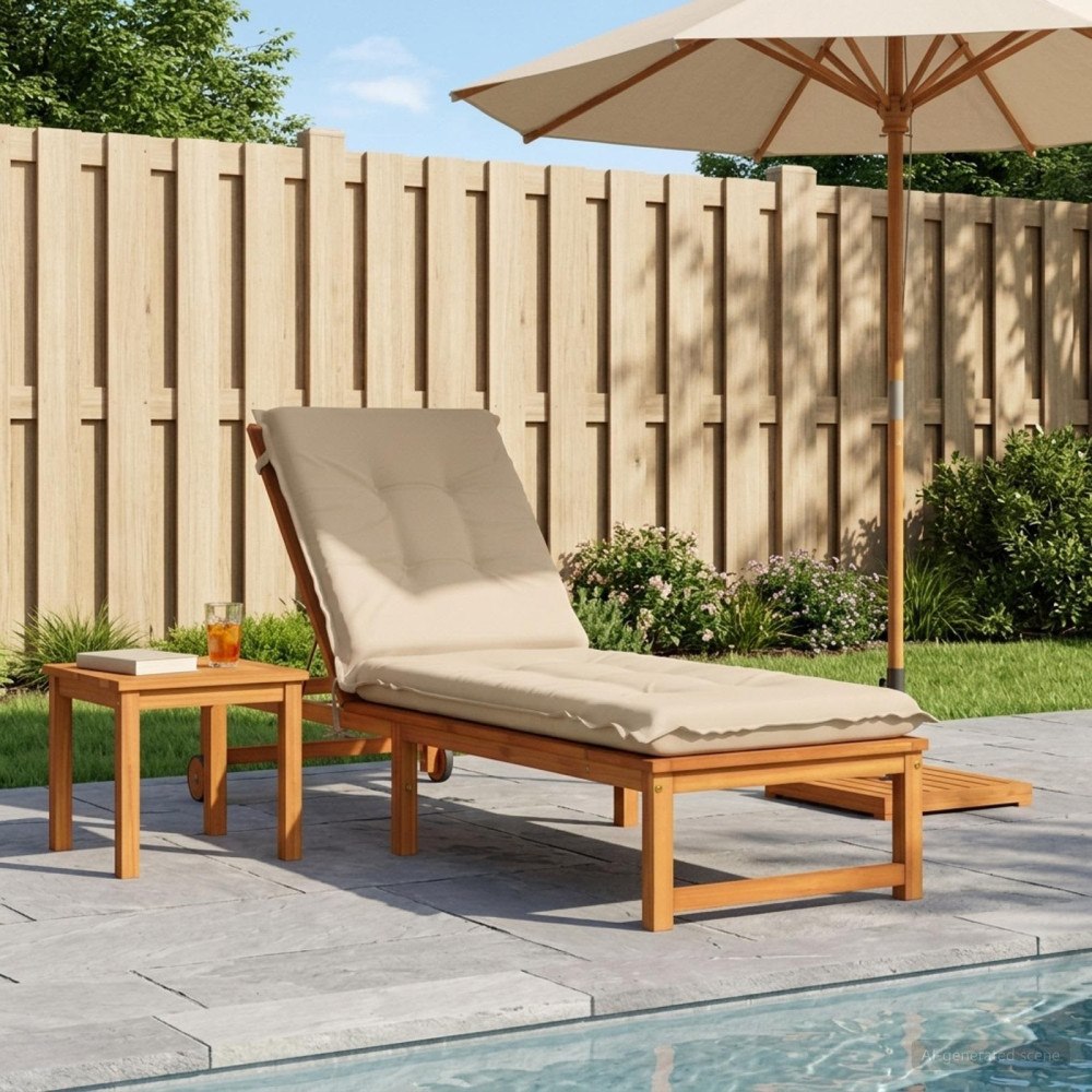 vidaXL Solstol Kudde GEMERT 100% Polyester Gräddvit 190 x 50 x 9 cm