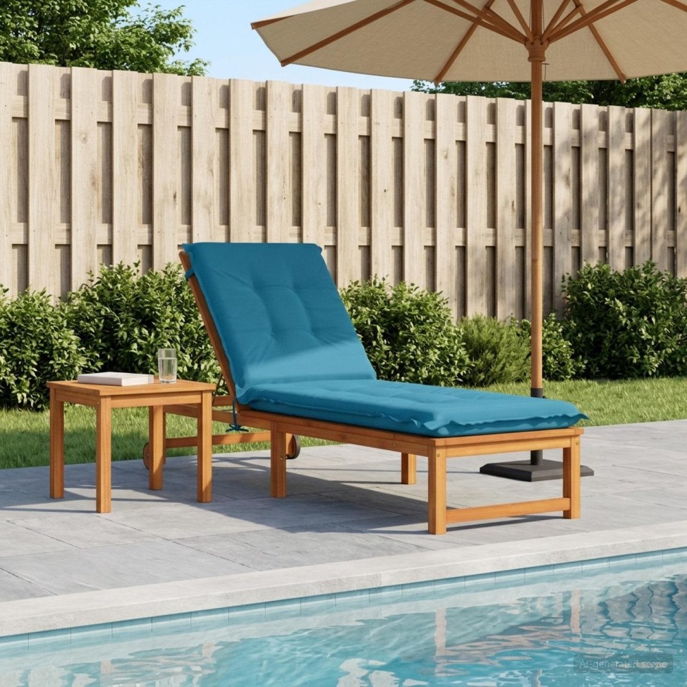 vidaXL Solstol Kudde GEMERT 100% Polyester Ljusblå 190 x 50 x 9 cm