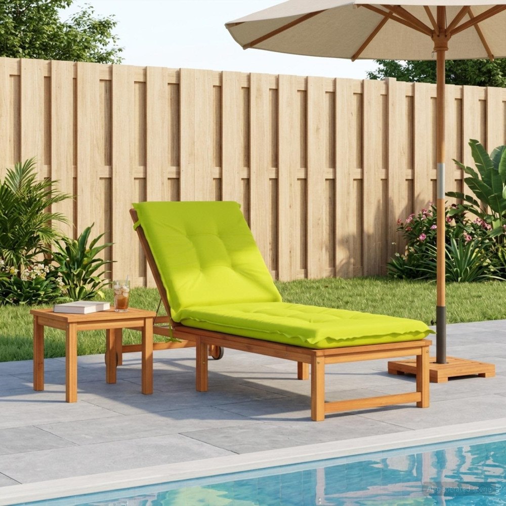 vidaXL Solstol Kudde GEMERT 100% Polyester Klart grön. 190 x 60 x 9 cm