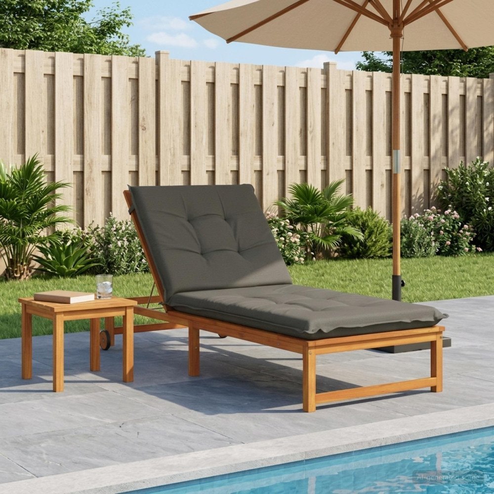 vidaXL Solstol Kudde GEMERT 100% Polyester Grå 190 x 70 x 9 cm