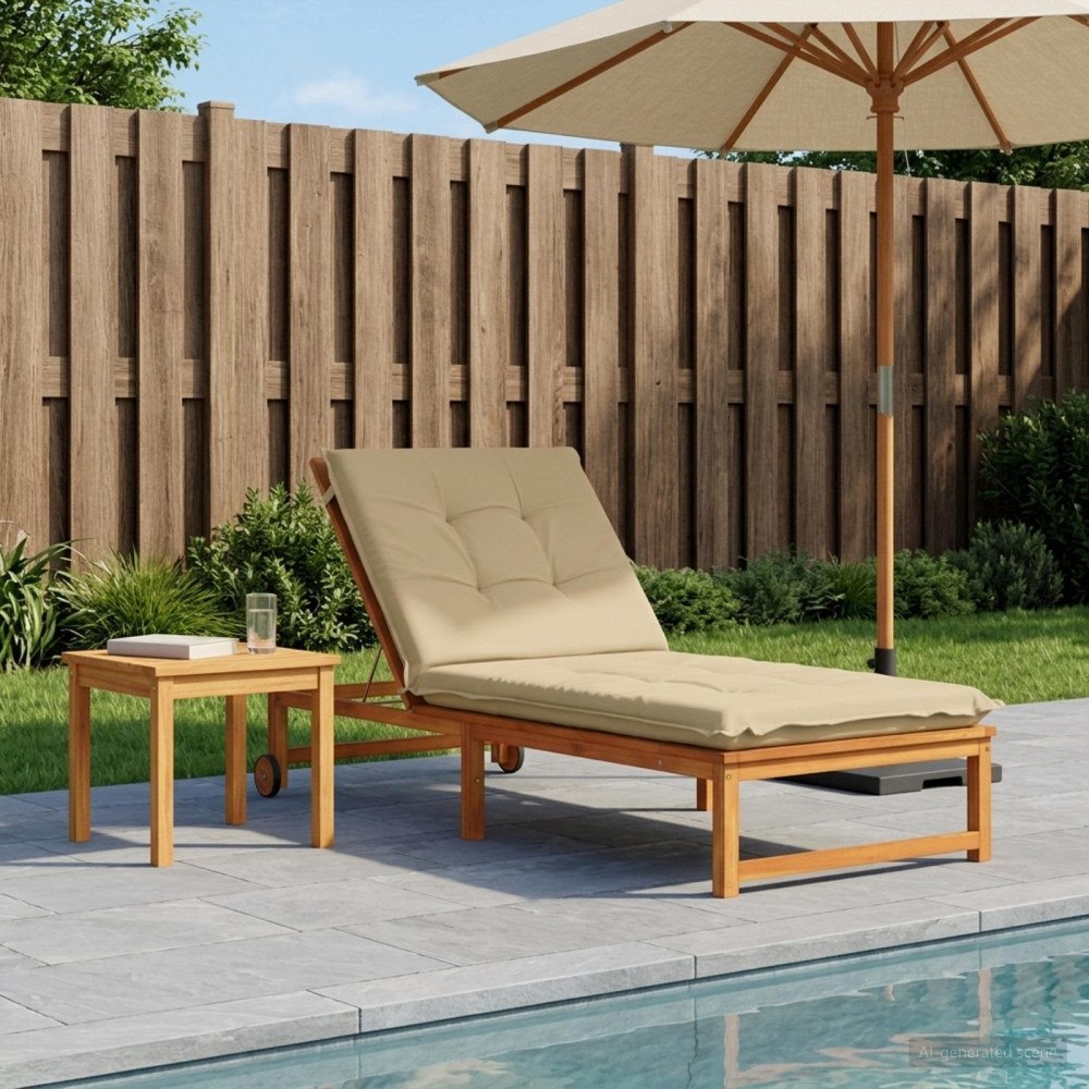 vidaXL Solstol Kudde GEMERT 100% Polyester Beige 190 x 70 x 9 cm