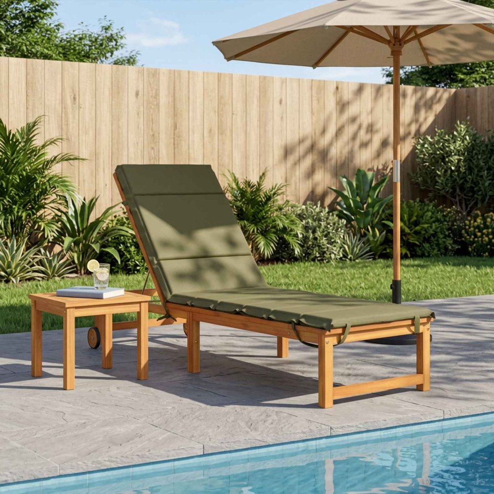 vidaXL Solstol Kudde GEMERT 100% Polyester Olivgrön 200 x 60 x 3 cm