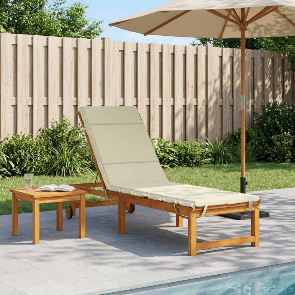 vidaXL Solstol Kudde GEMERT 100% Polyester Gräddvit 200 x 60 x 3 cm
