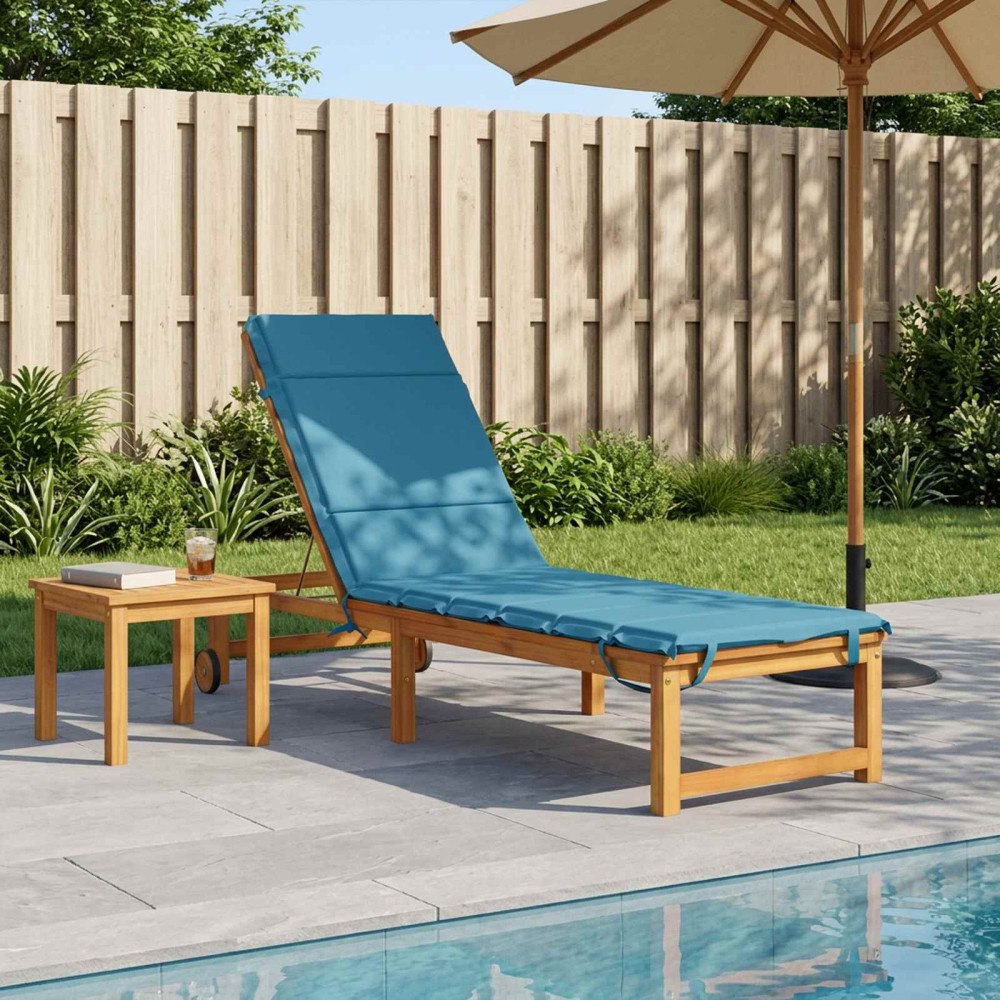 vidaXL Solstol Kudde GEMERT 100% Polyester Ljusblå 200 x 60 x 3 cm