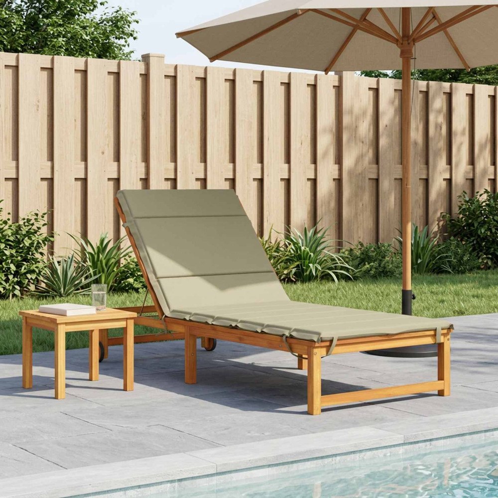 vidaXL Solstol Kudde GEMERT 100% Polyester Ljusgrön 200 x 80 x 3 cm