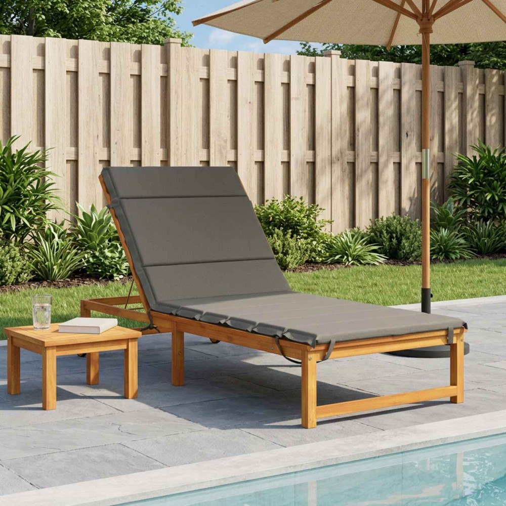 vidaXL Solstol Kudde GEMERT 100% Polyester Grå 200 x 80 x 3 cm