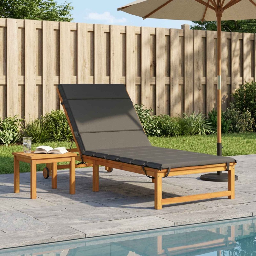vidaXL Solstol Kudde GEMERT 100% Polyester Antracit 200 x 80 x 3 cm